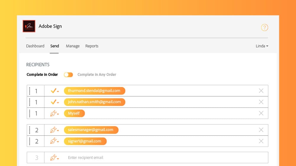 Set up automatic routing for signing order